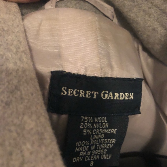 Designer Secret Garden Pea Coat, Sz 8, Gray, Cashmere Blend, Lined Double-Breast - Picture 8 of 12